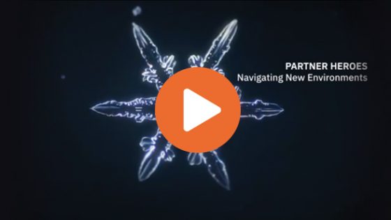 Video thumbnail - Snowflake graphic with text "Partner Heroes Navigating New Environments".