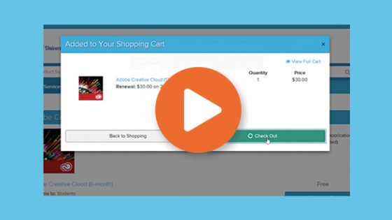 Featured Image - Adding Adobe Creative Cloud Product to Kivuto Shopping Cart with play button icon on top
